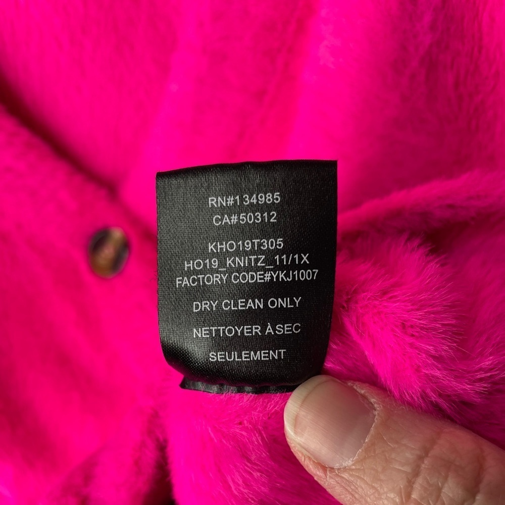 For Love & Lemons Chateau Short Sleeve Cardigan Size Small Hot Pink Fuzzy - Picture 8 of 10